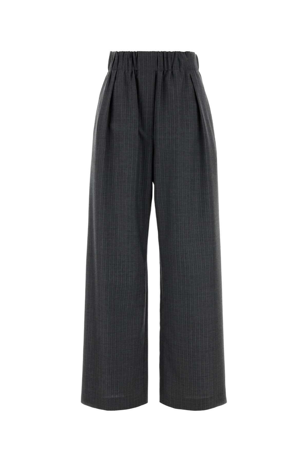 Jil Sander Women Embroidered Wool Wide-Leg Pant JIL SANDER