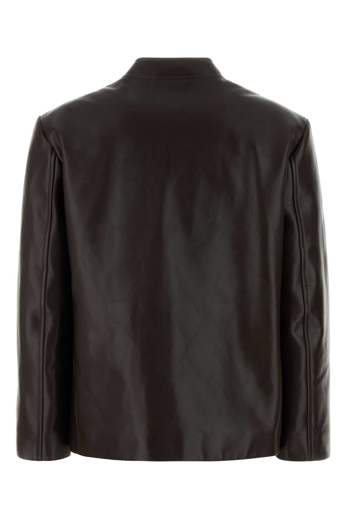 Jil Sander Women Brown Leather Jacket JIL SANDER