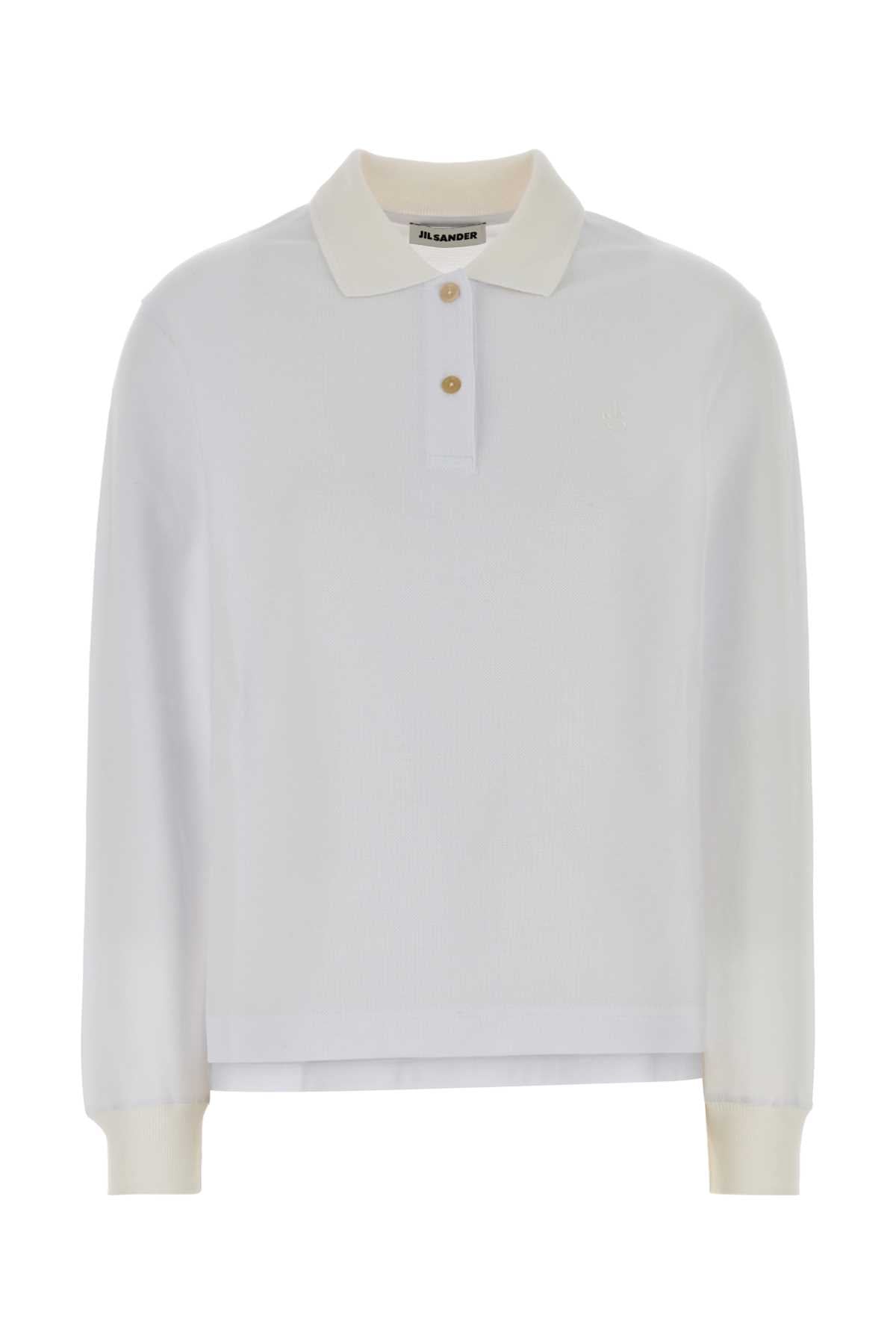 Jil Sander Women White Piquet Polo Shirt JIL SANDER