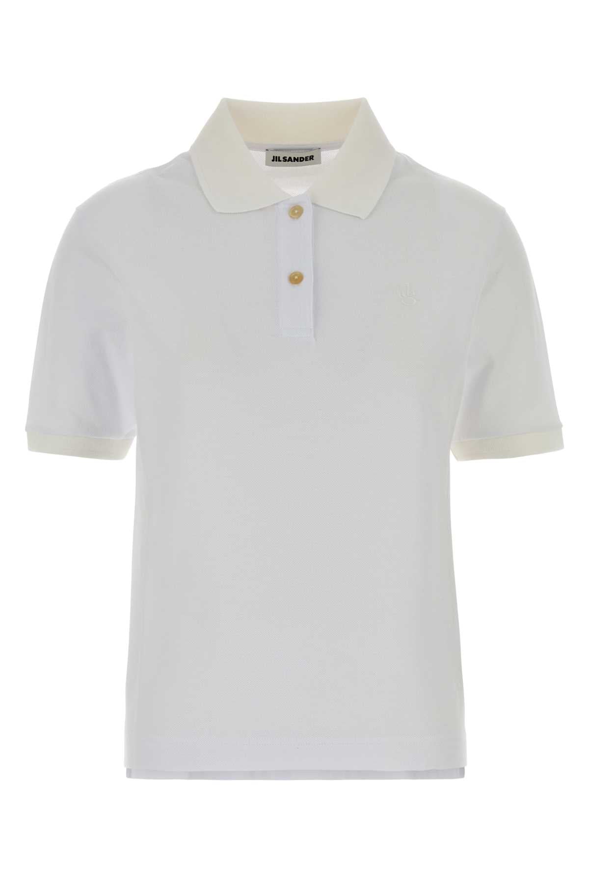 Jil Sander Women White Piquet Polo Shirt JIL SANDER