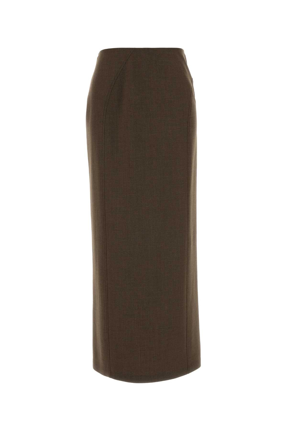 Jil Sander Women Brown Stretch Wool Blend Skirt JIL SANDER
