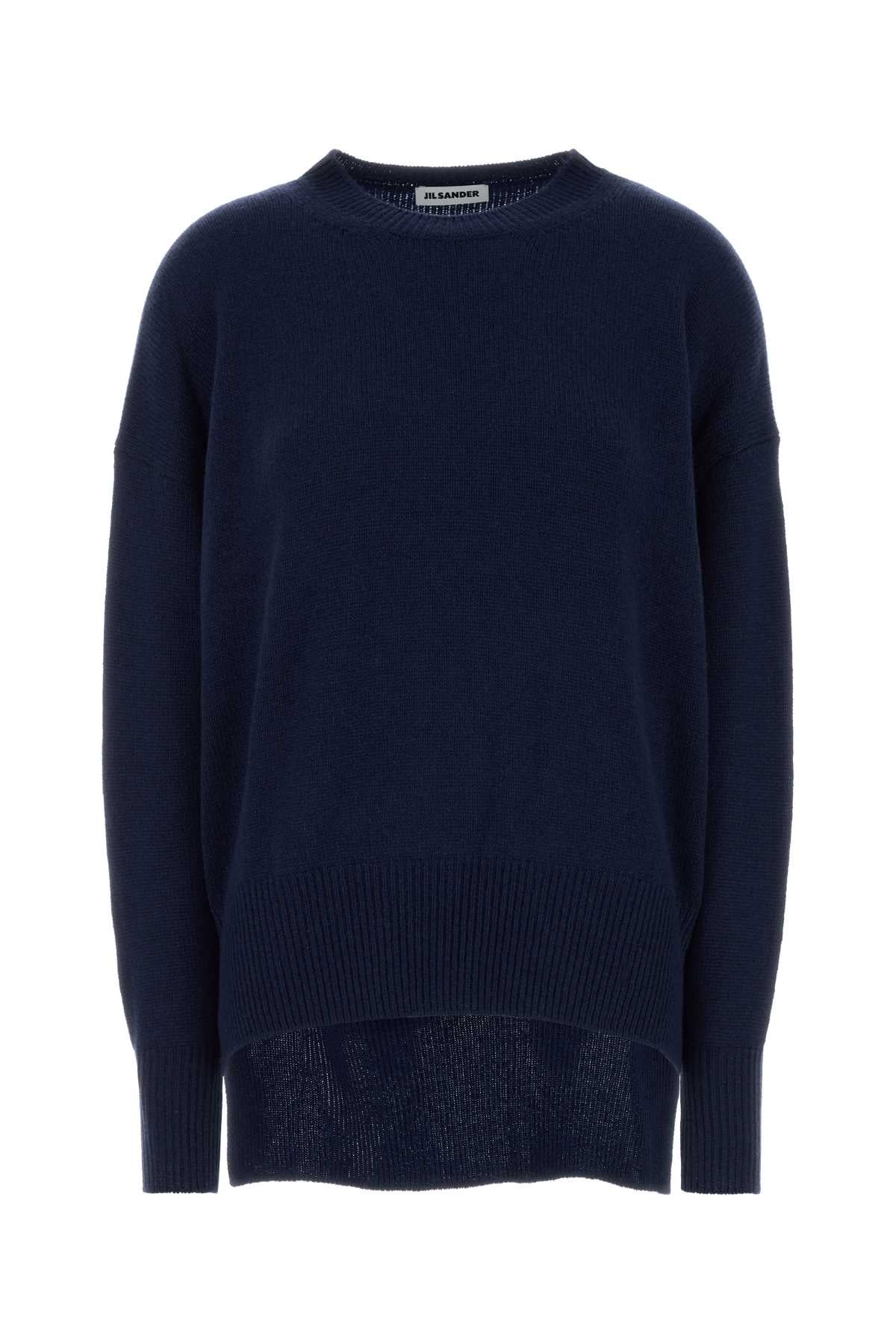 Jil Sander Women Navy Blue Cashmere Oversize Sweater JIL SANDER