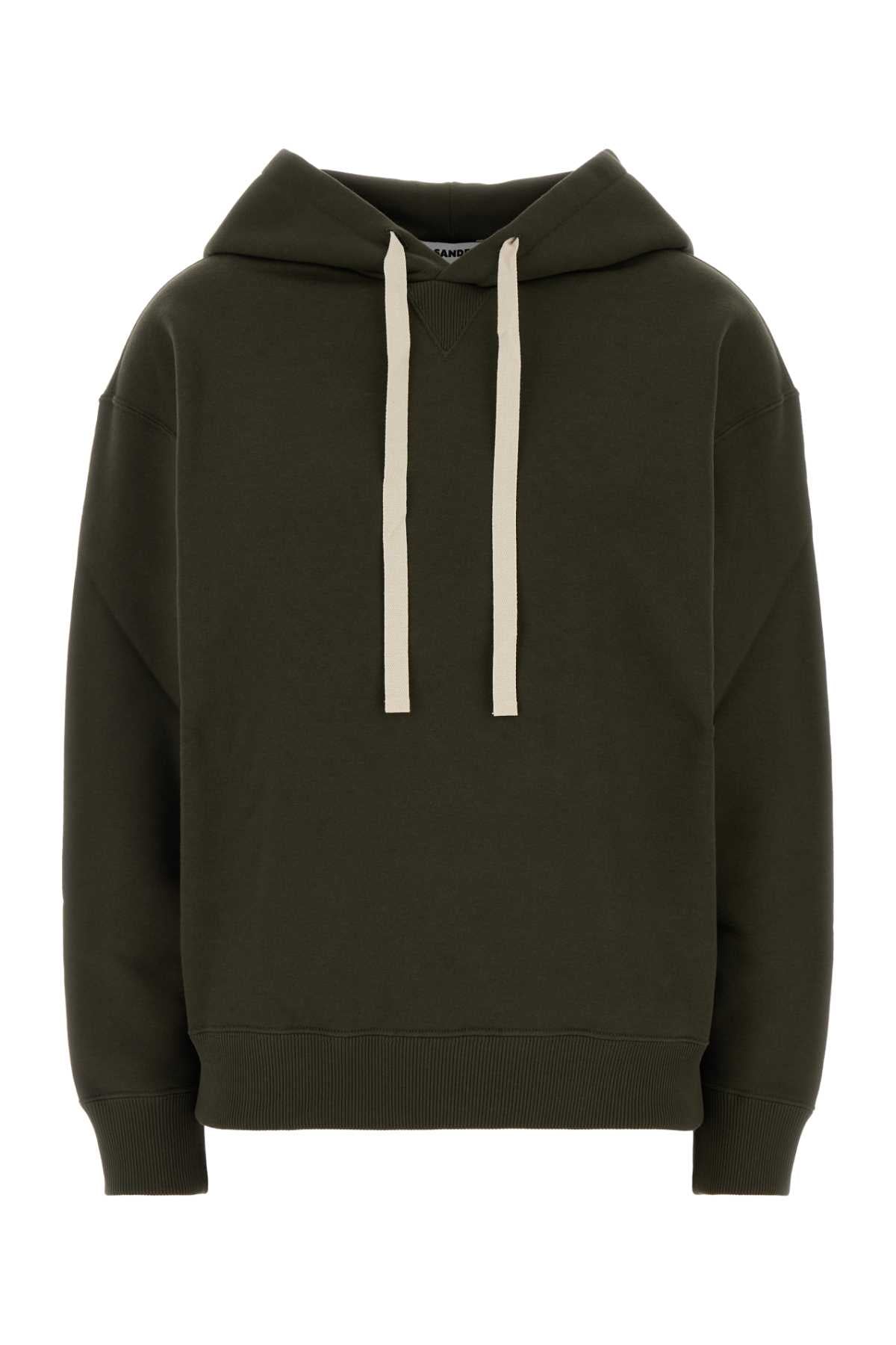 Jil Sander Women Olive Green Cotton Sweatshirt JIL SANDER