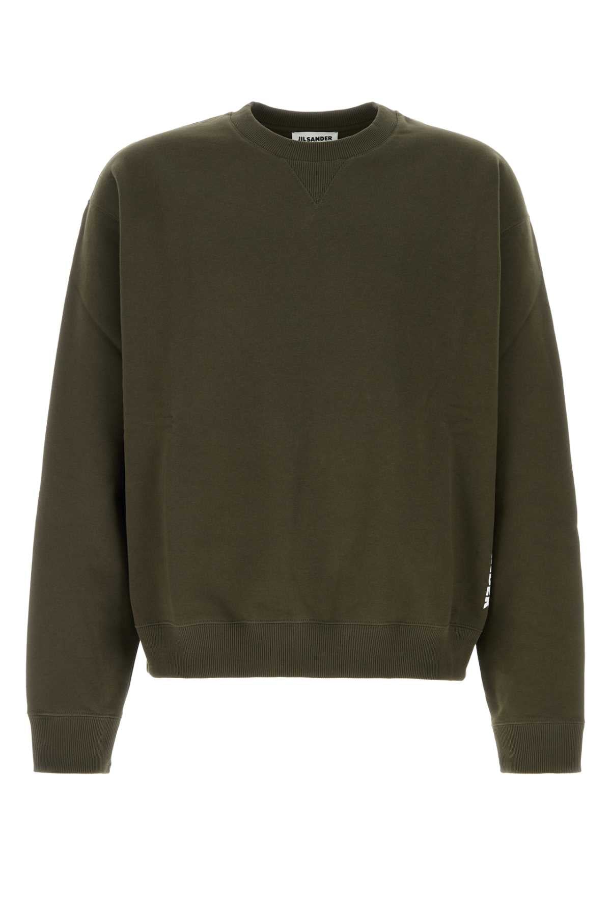 Jil Sander Men Olive Green Cotton Sweatshirt JIL SANDER
