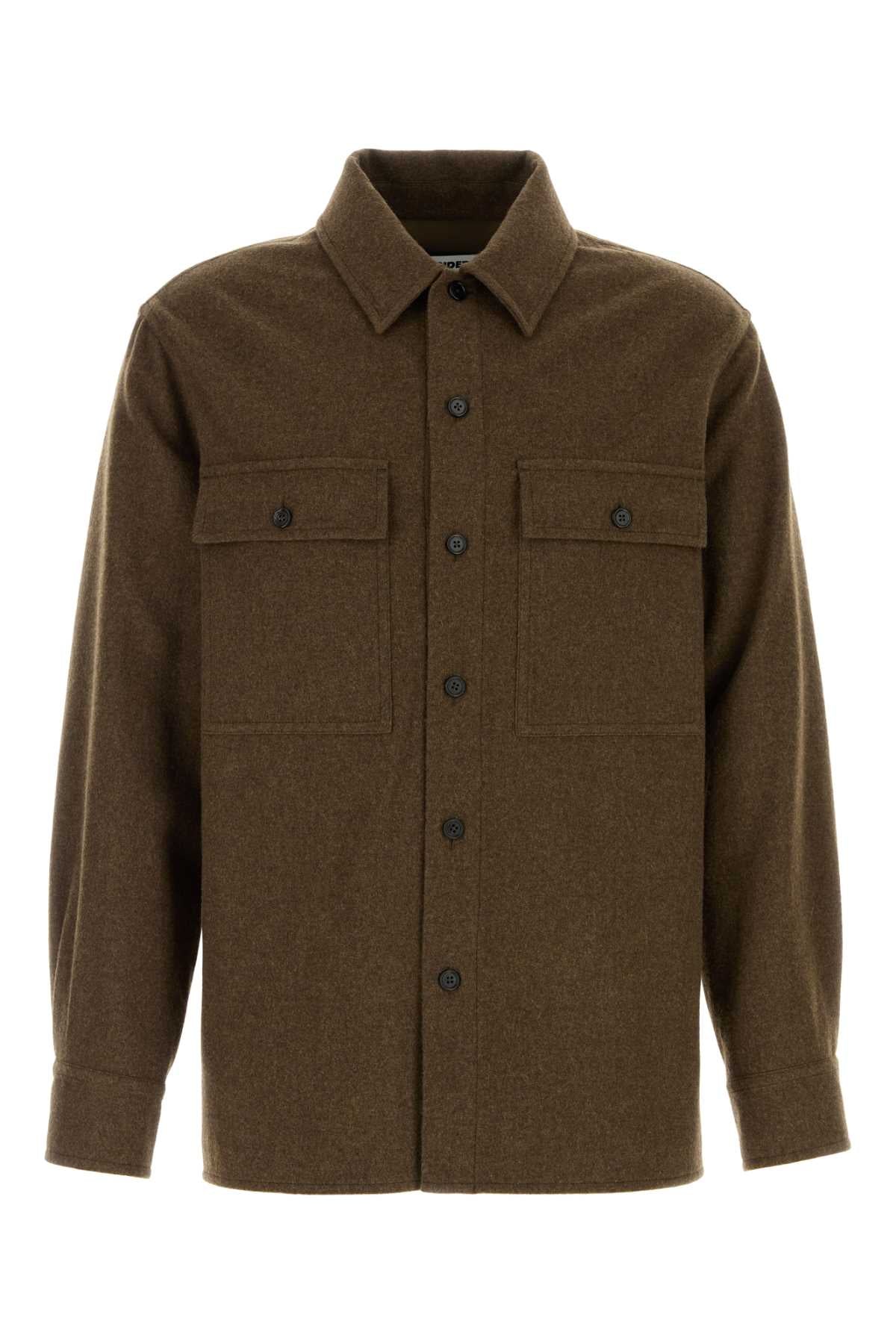 Jil Sander Men Khaki Wool Shirt JIL SANDER