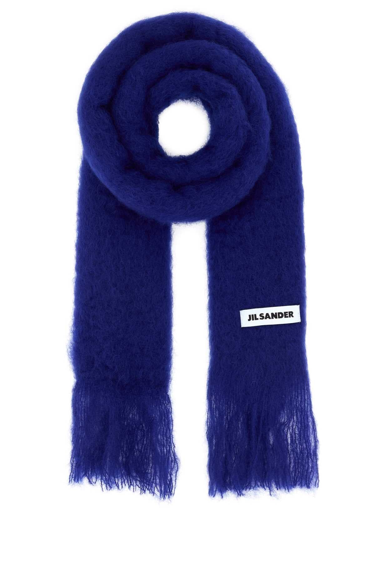 Jil Sander Men Blue Mohair Blend Scarf JIL SANDER