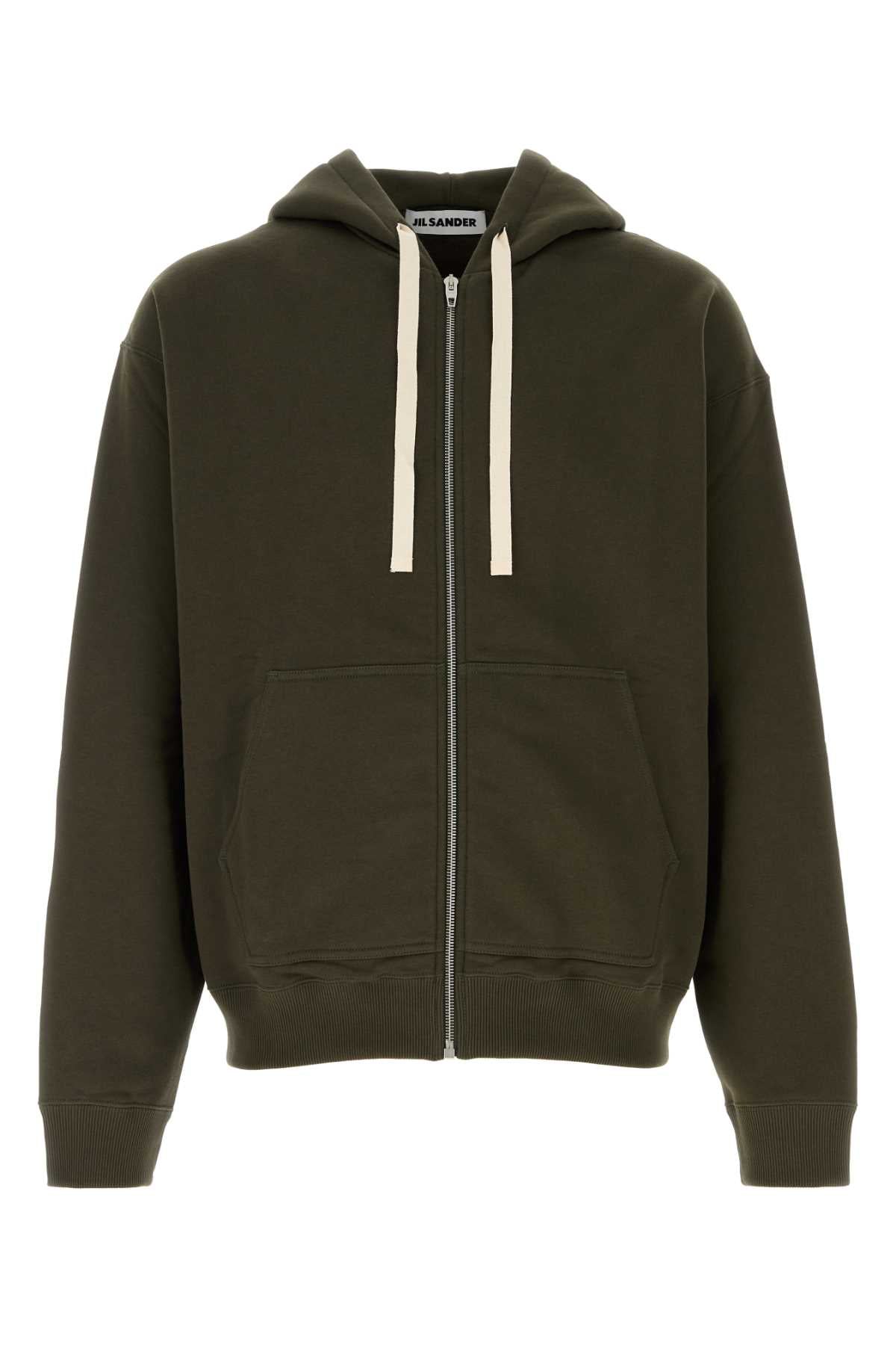 Jil Sander Men Olive Green Cotton Sweatshirt JIL SANDER