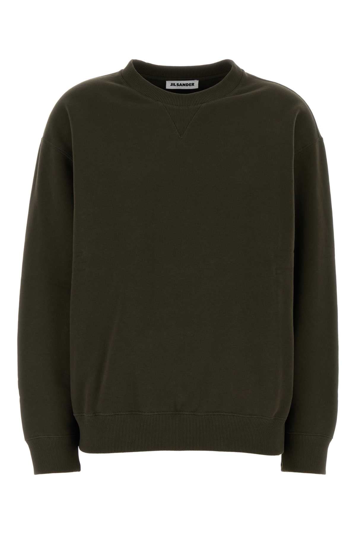 Jil Sander Women Olive Green Cotton Sweatshirt JIL SANDER