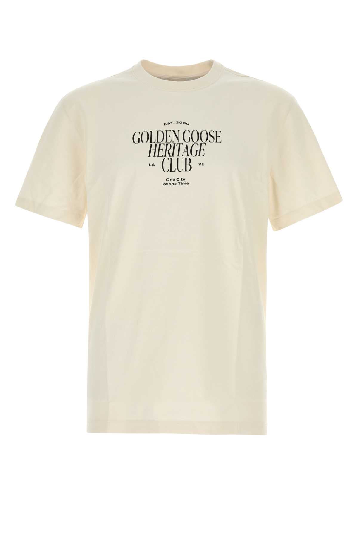 Golden Goose Deluxe Brand Men Ivory Cotton T-Shirt GOLDEN GOOSE