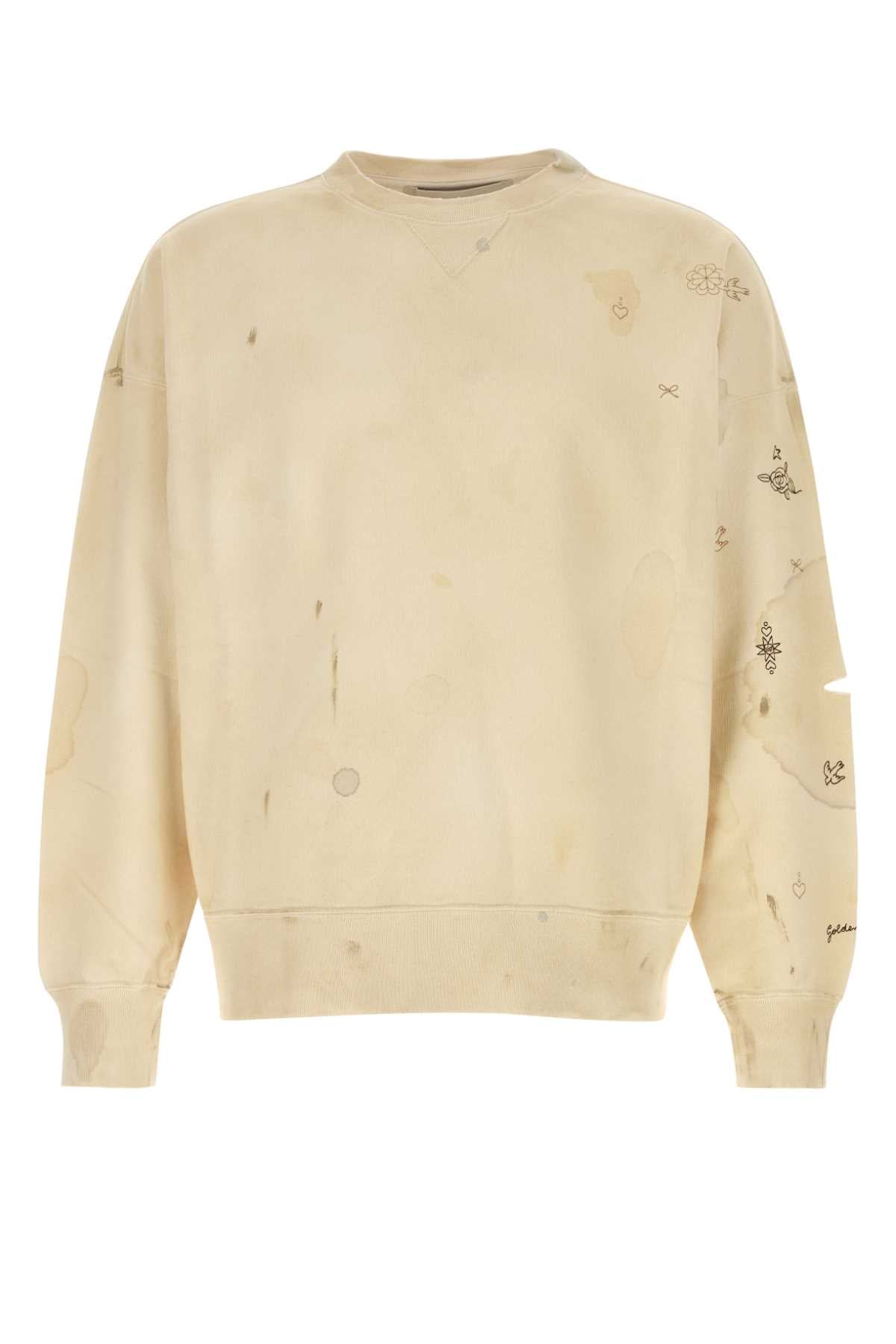 Golden Goose Deluxe Brand Men Ivory Cotton Oversize Sweatshirt GOLDEN GOOSE