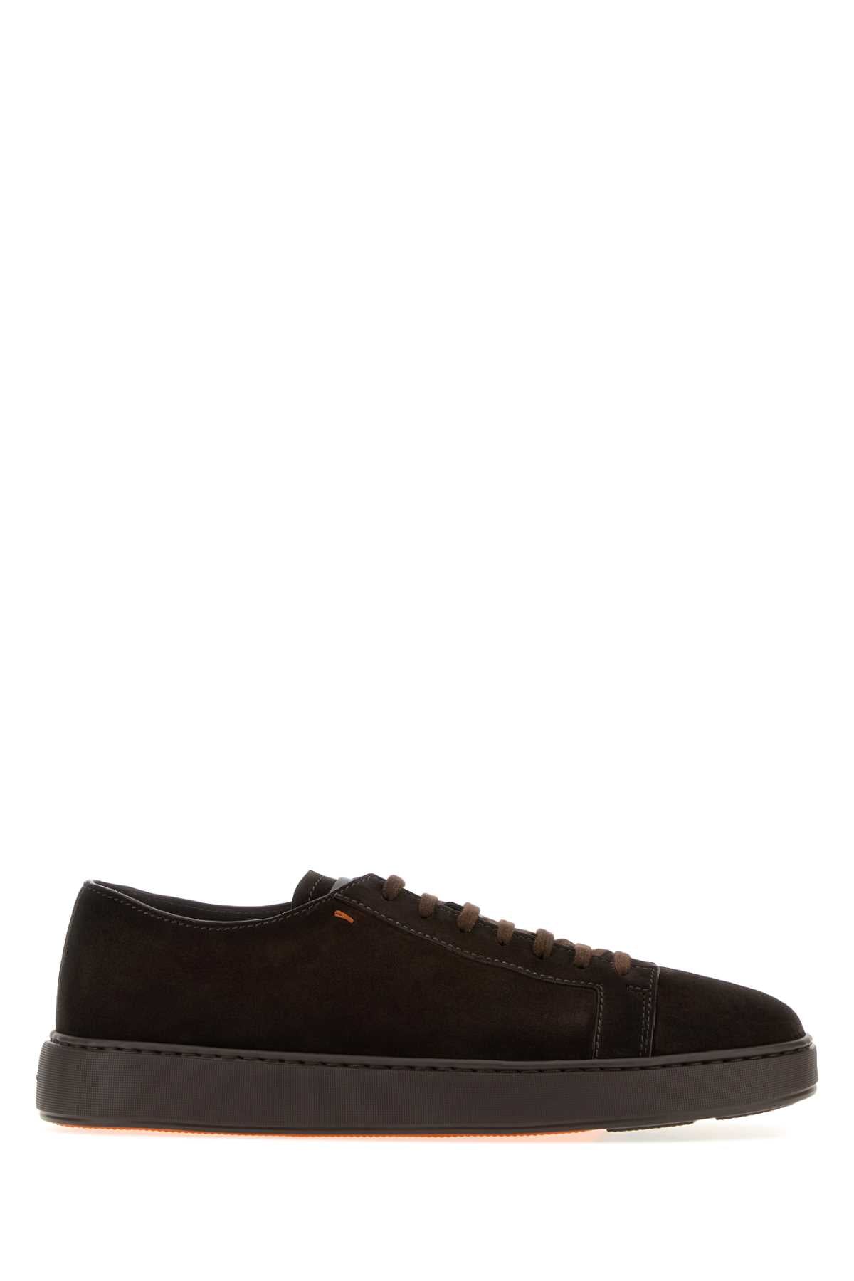 Santoni Men Dark Brown Suede Damps Sneakers SANTONI
