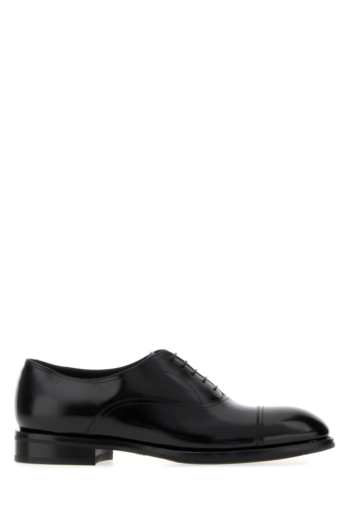 Santoni Men Black Leather Laafe Lace-Up Shoes SANTONI