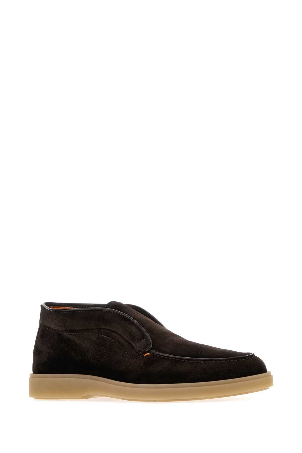 Santoni Men Dark Brown Suede Digits Loafers SANTONI