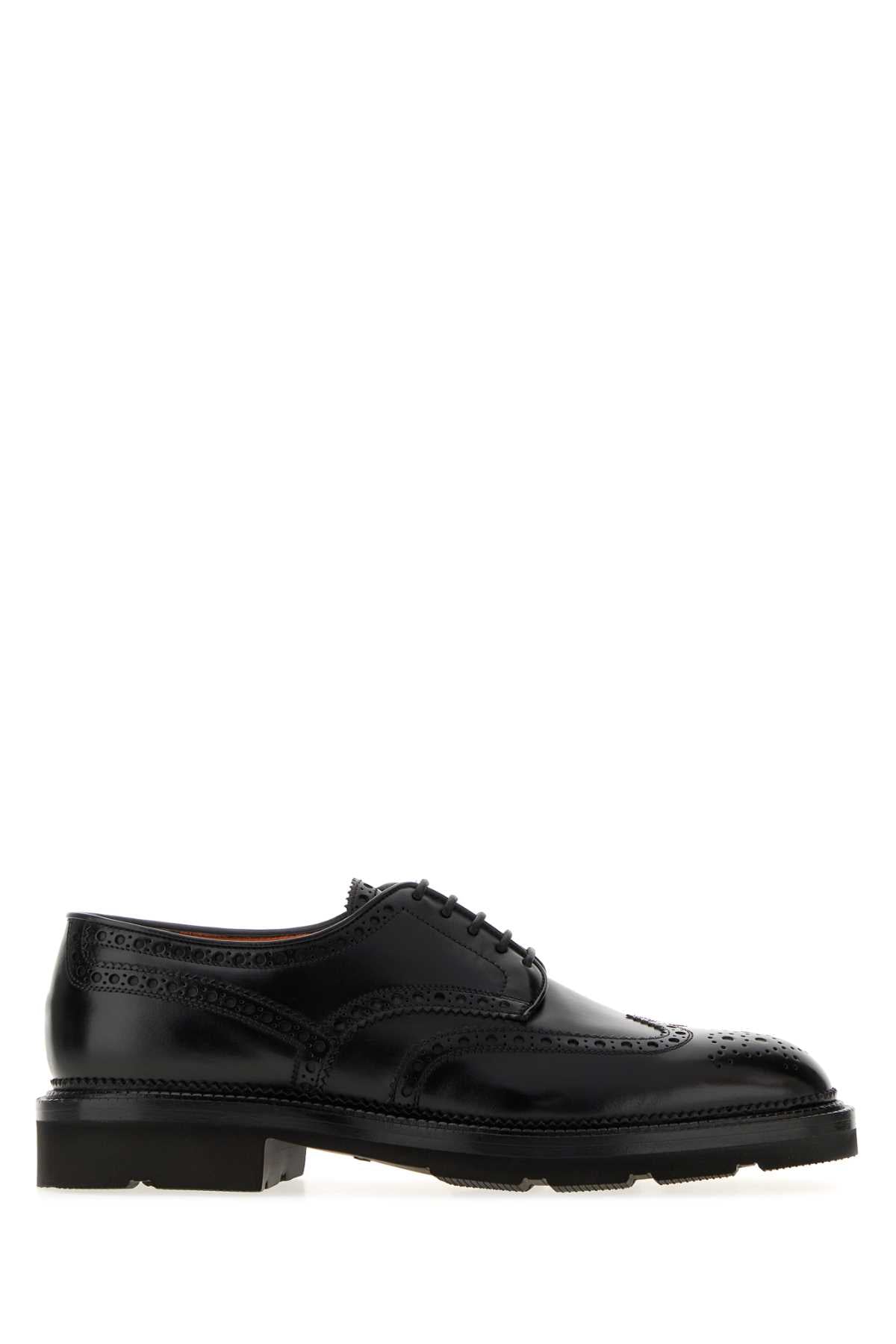 Santoni Men Black Leather Emil Lace-Up Shoes SANTONI