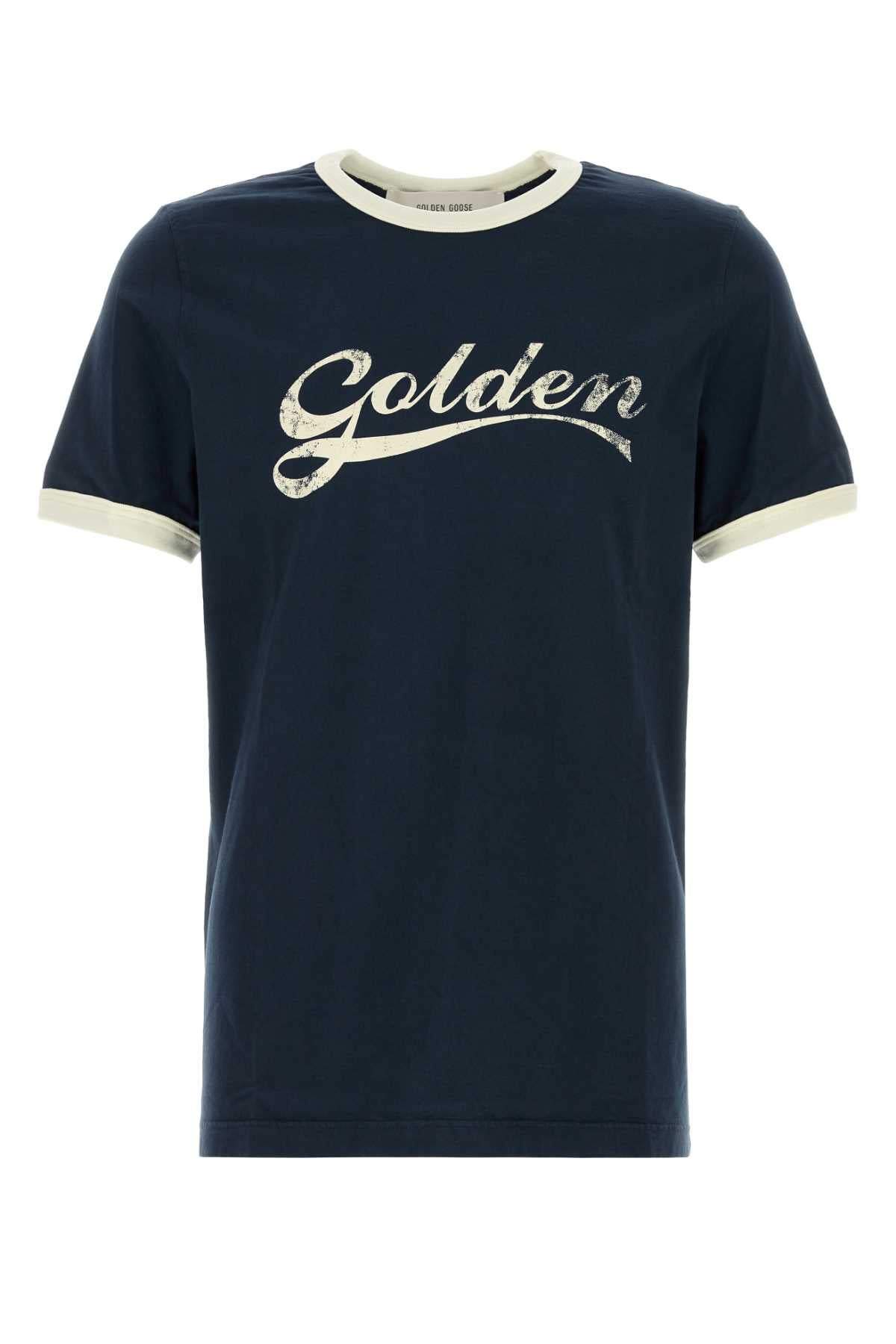 Golden Goose Deluxe Brand Men Navy Blue Cotton T-Shirt GOLDEN GOOSE