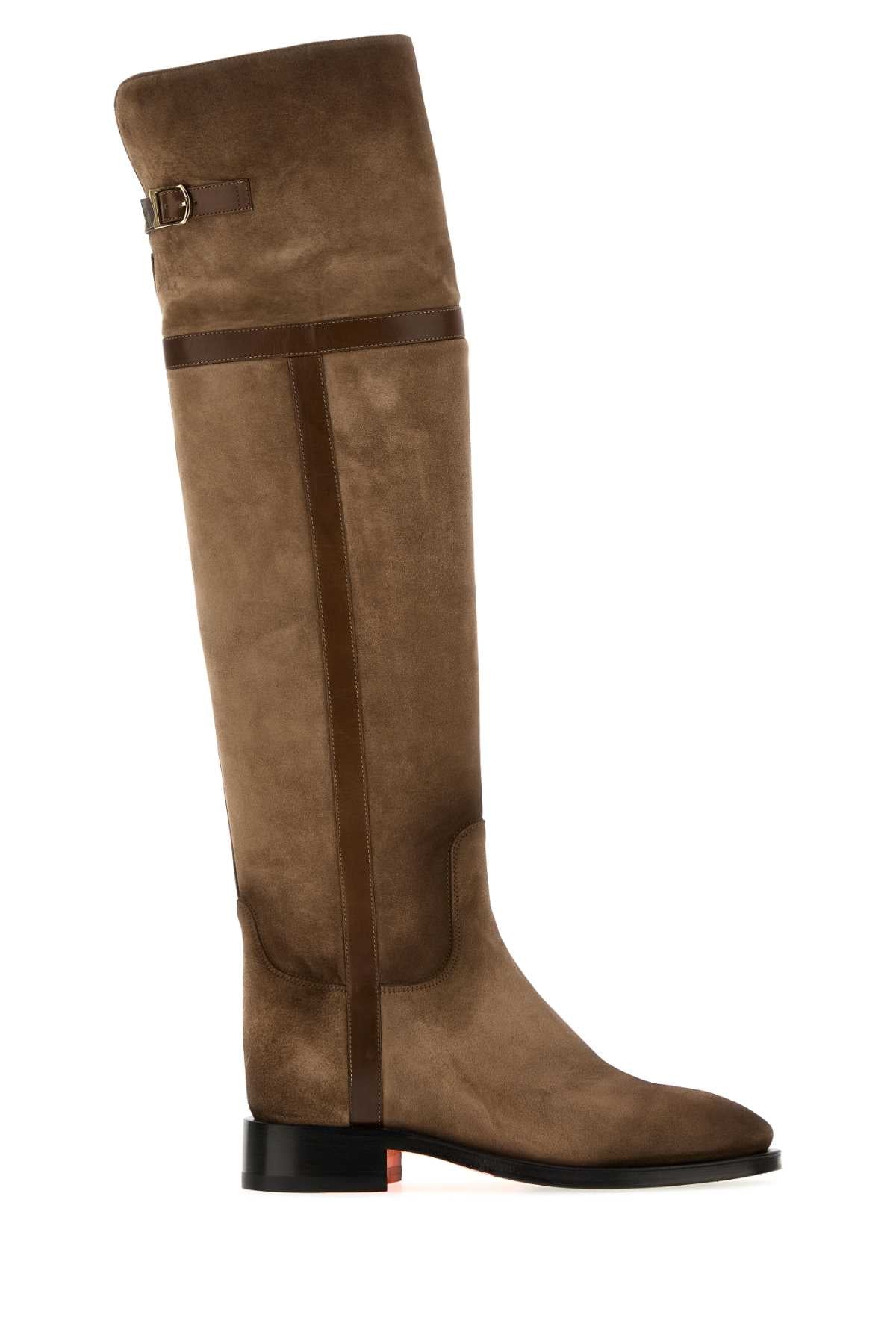 Santoni Women Mud Suede Janelle Boots SANTONI