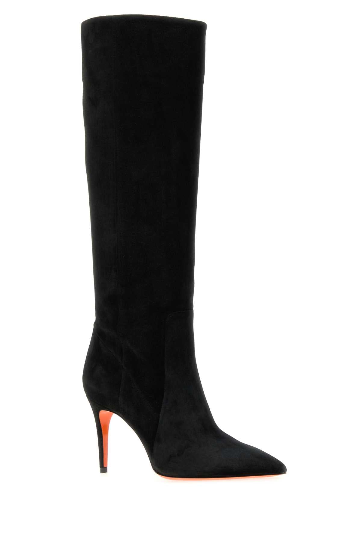 Santoni Women Black Suede Viola Boots SANTONI