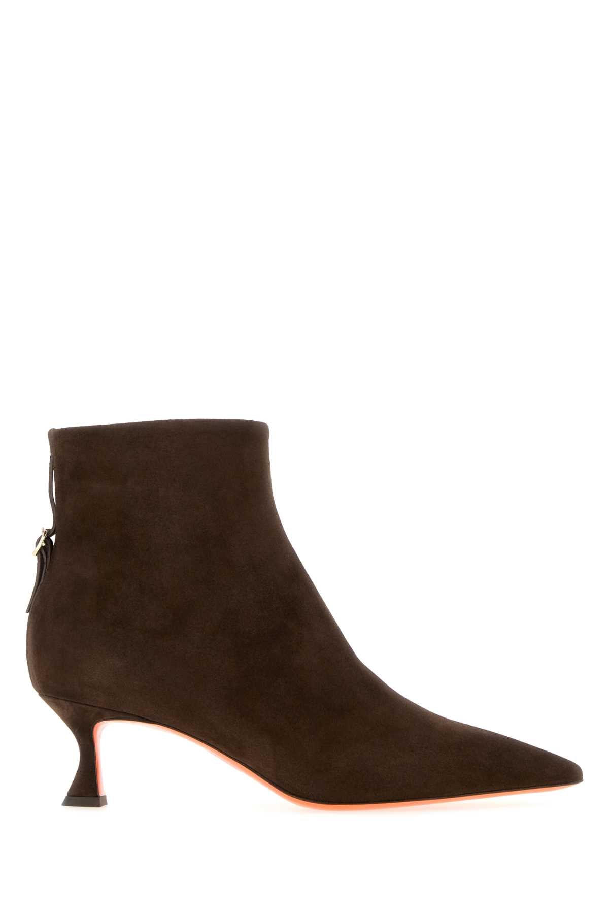 Santoni Women Brown Suede Giulie Ankle Boots SANTONI