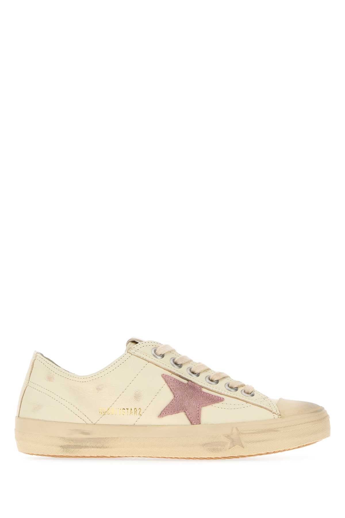 Golden Goose Deluxe Brand Women Ivory Leather V-Star 2 Sneakers