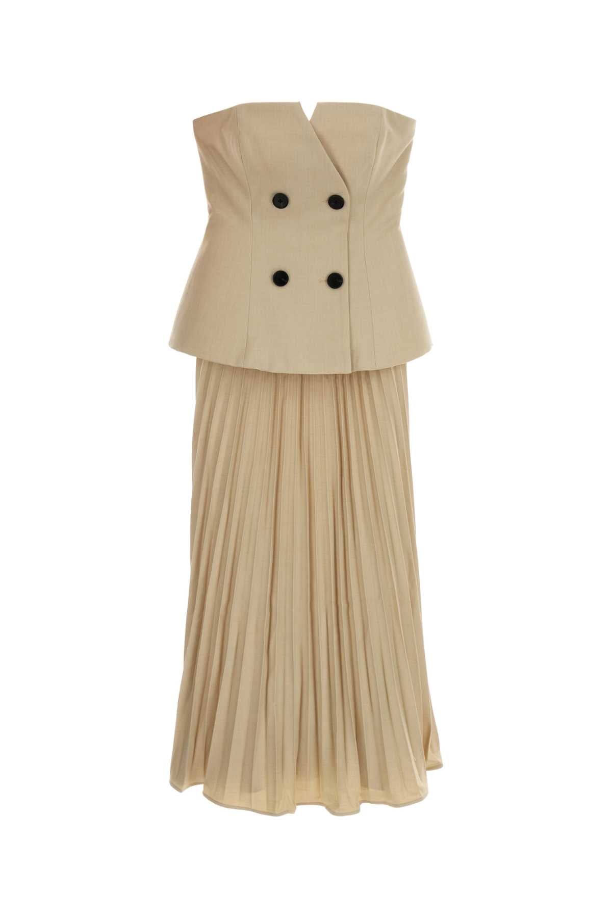 Self Portrait Women Beige Stretch Gabardine Dress SELF-PORTRAIT