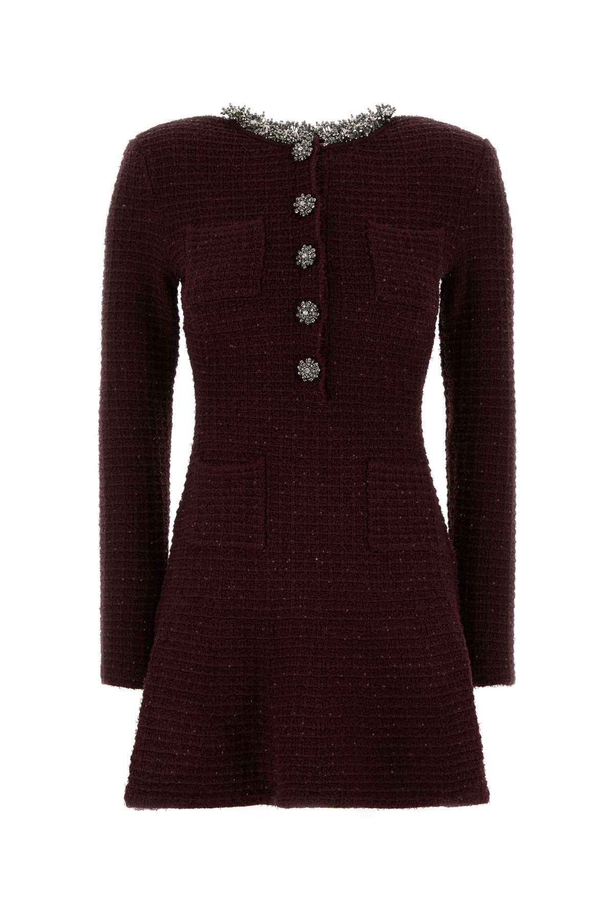 Self Portrait Women Burgundy Tweed Dress SELF-PORTRAIT