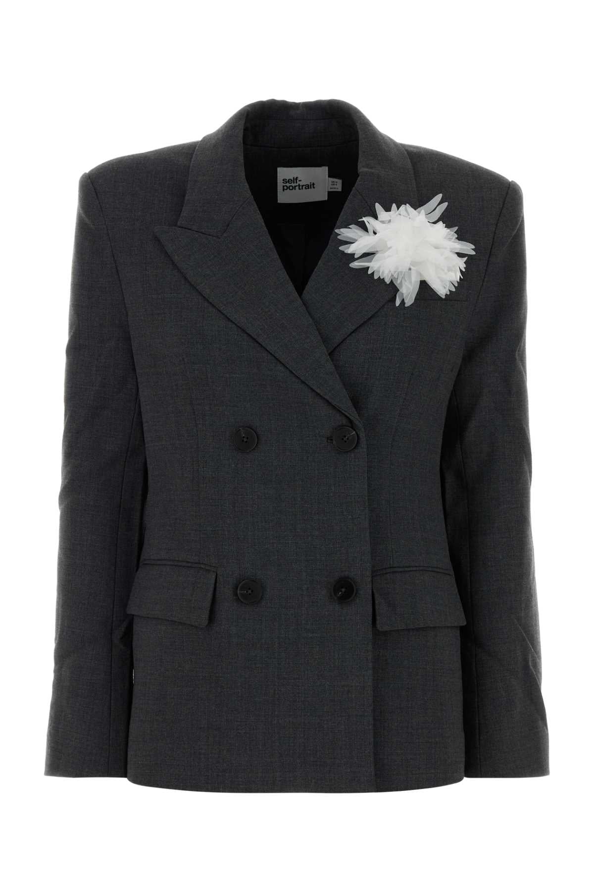 Self Portrait Women Graphite Twill Oversize Blazer SELF-PORTRAIT