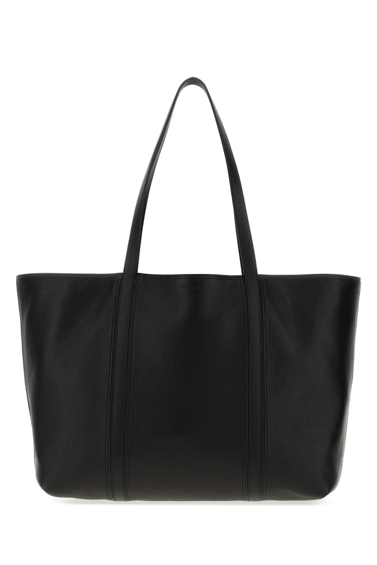 Jil Sander Men Black Leather Foro Shopping Bag JIL SANDER