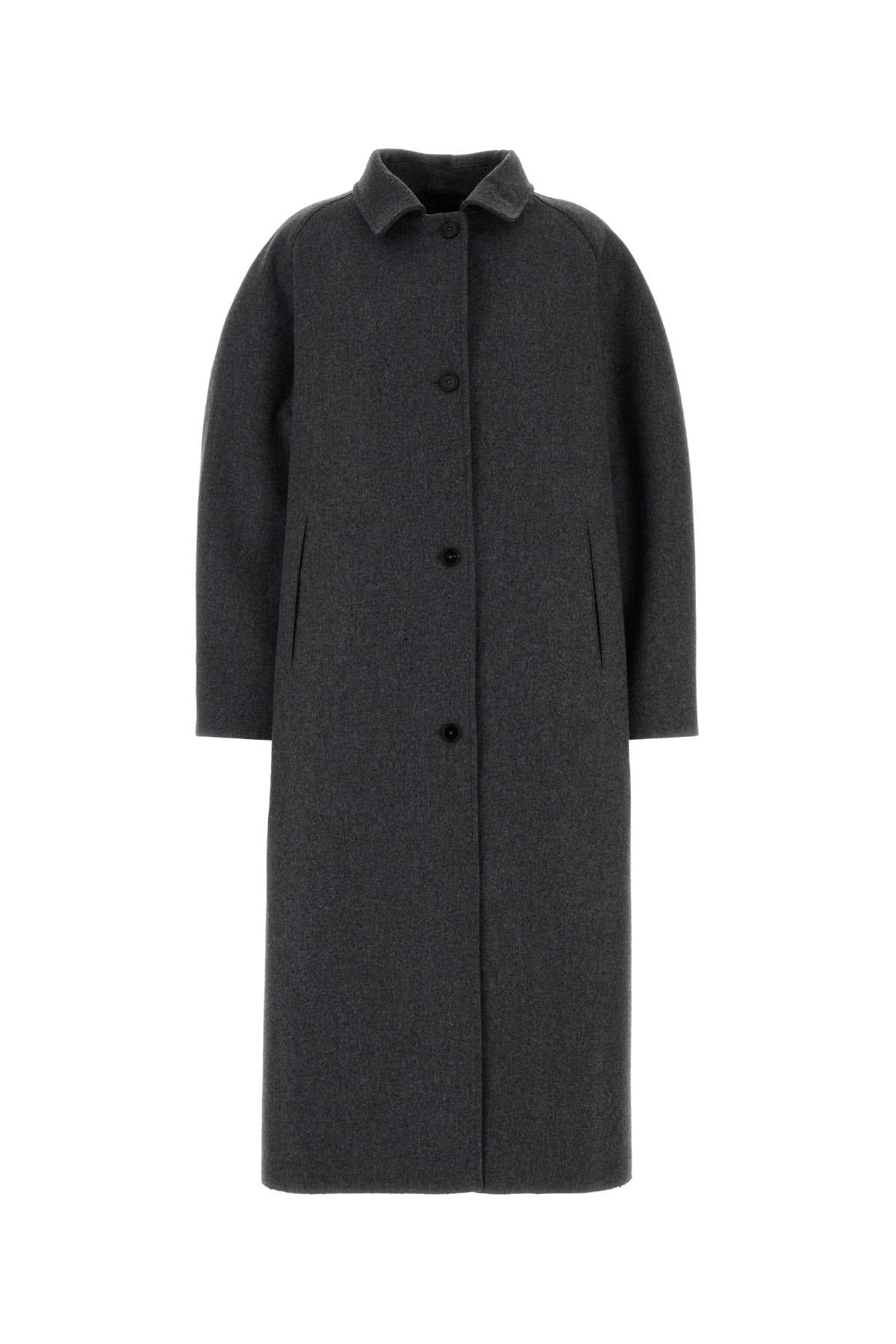 Jil Sander Women Dark Grey Wool Blend Coat JIL SANDER