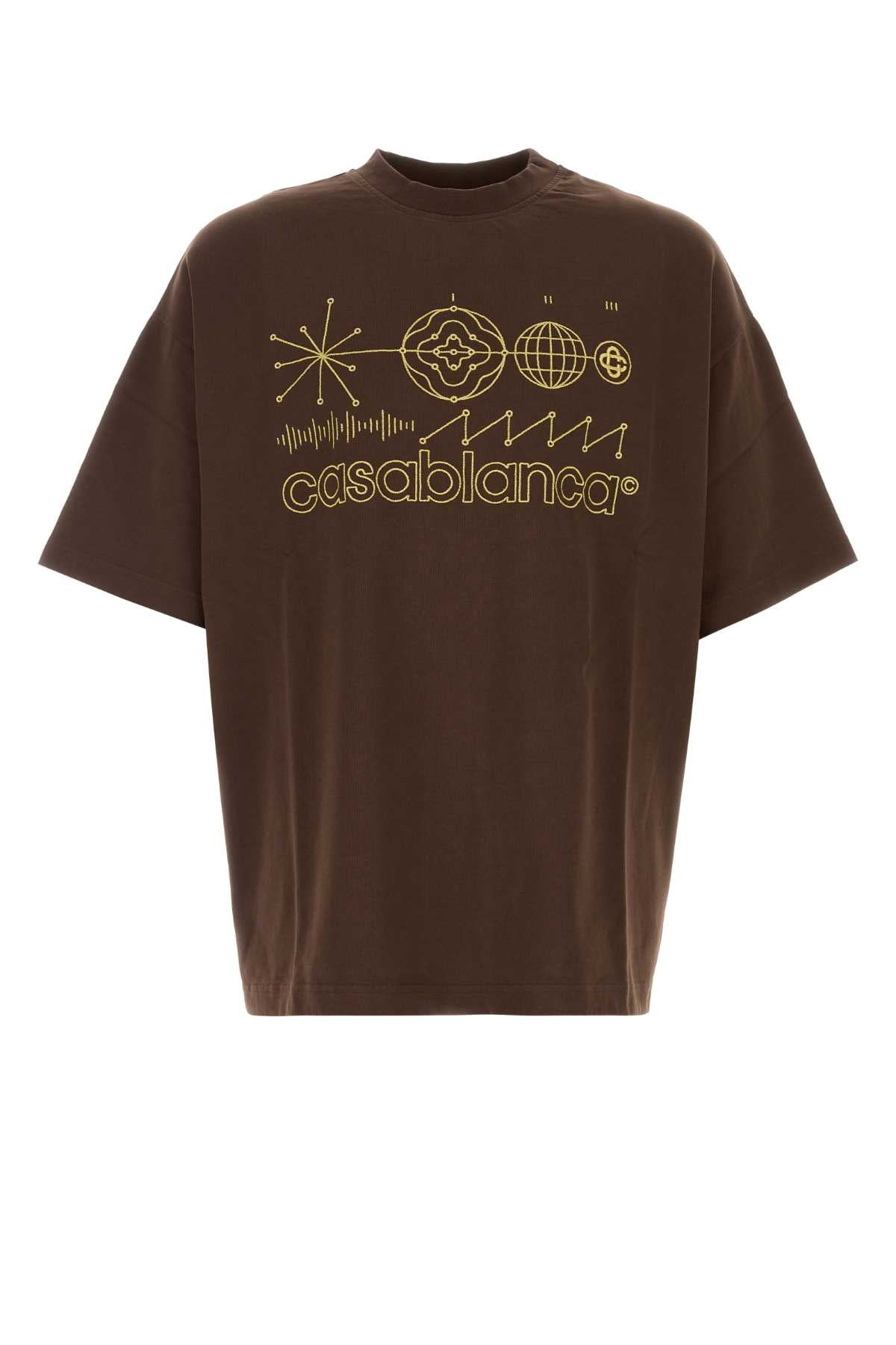 Casablanca Men Brown Cotton Oversize T-Shirt CASABLANCA