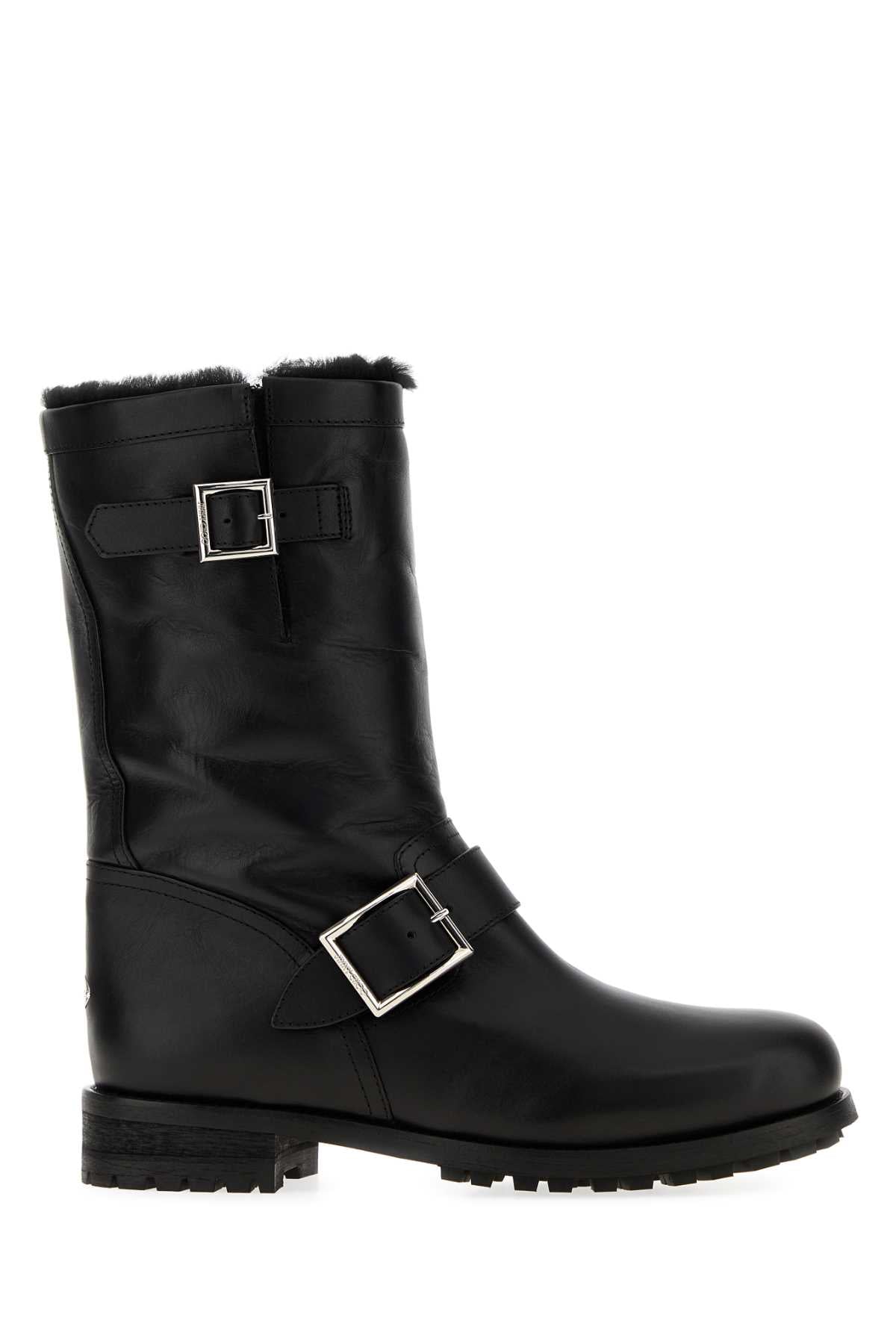 Jimmy Choo Women Black Leather Biker Boots JIMMY CHOO