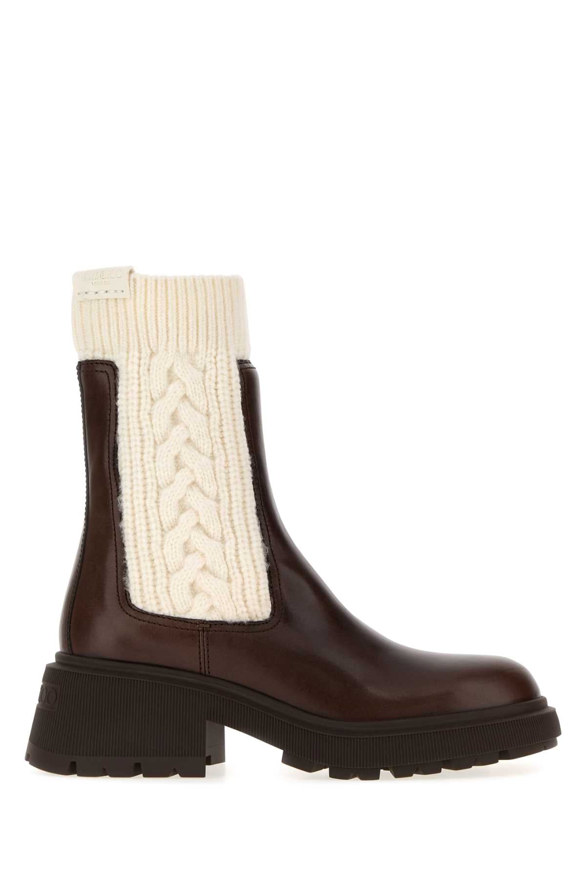 Jimmy Choo Women Brown Leather Tamia Boots JIMMY CHOO