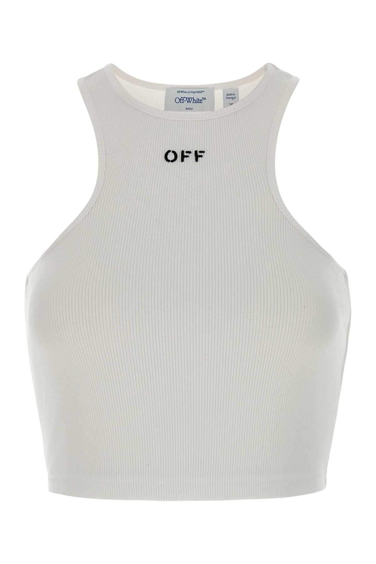 Off White Women White Stretch Cotton Crop-Top OFF-WHITE