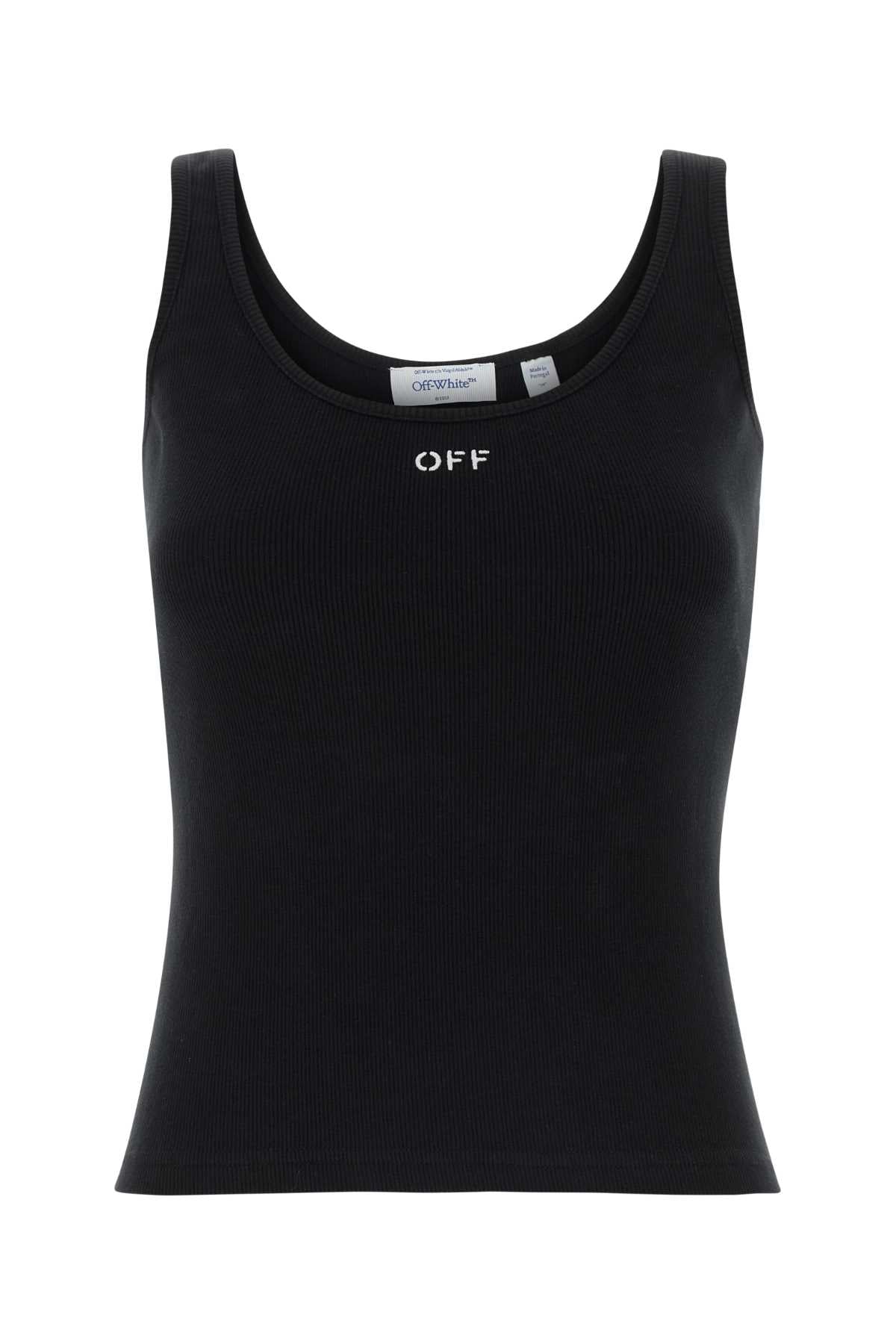 Off White Women Black Stretch Cotton Tank Top OFF-WHITE