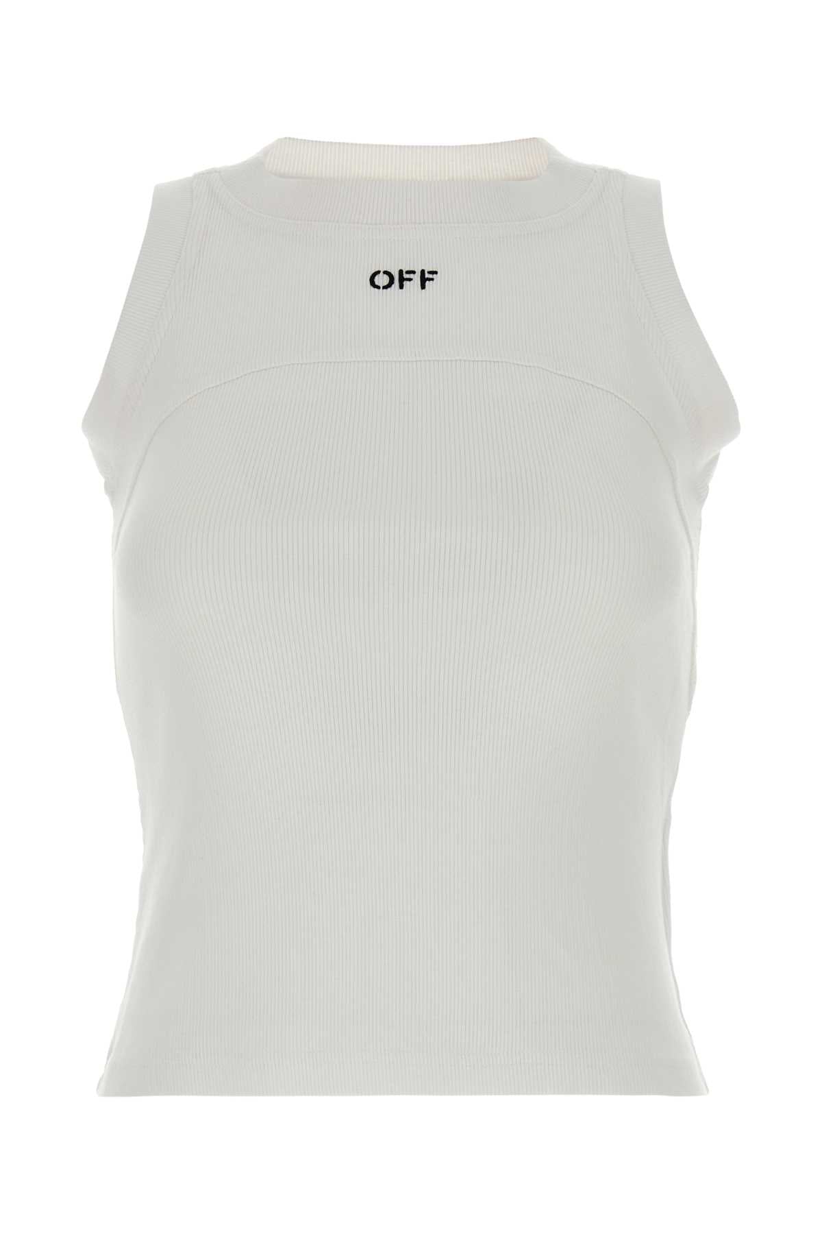 Off White Women White Stretch Cotton Tank Top OFF-WHITE