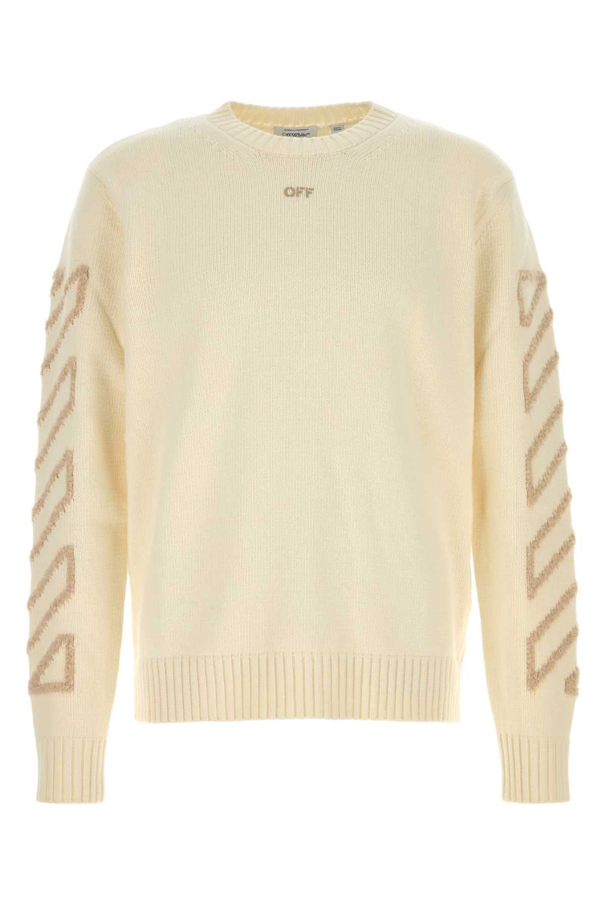 Off White Men Cream Wool Blend Sweater OFF-WHITE