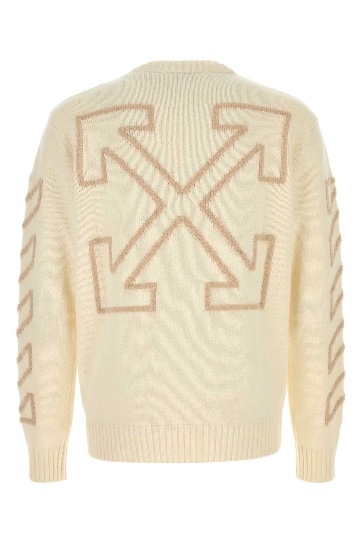 Off White Men Cream Wool Blend Sweater OFF-WHITE