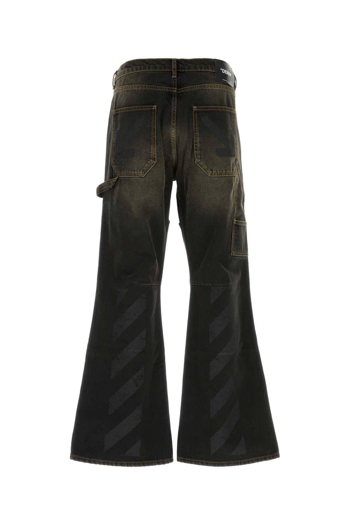 Off White Men Black Denim Wide-Leg Jeans OFF-WHITE