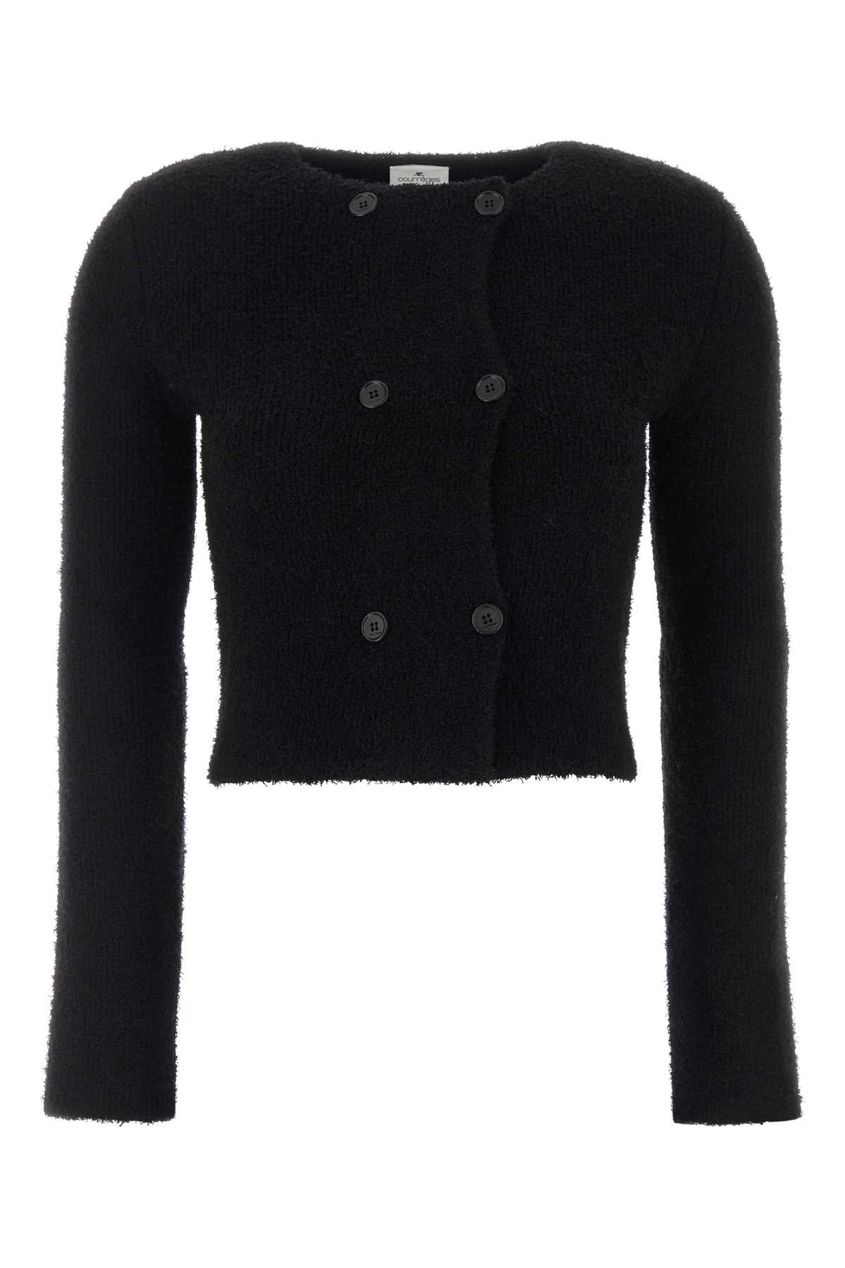 Courreges Women Black Wool Blend Cardigan COURREGES