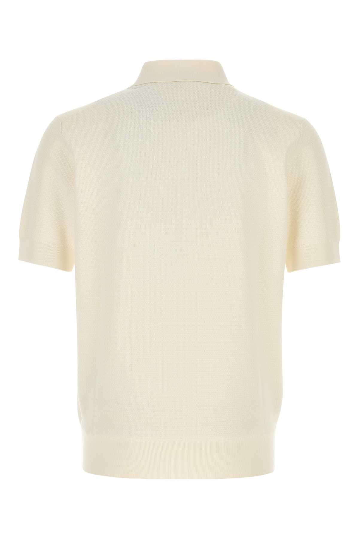 Dolce & Gabbana Men Ivory Silk Polo Shirt DOLCE & GABBANA