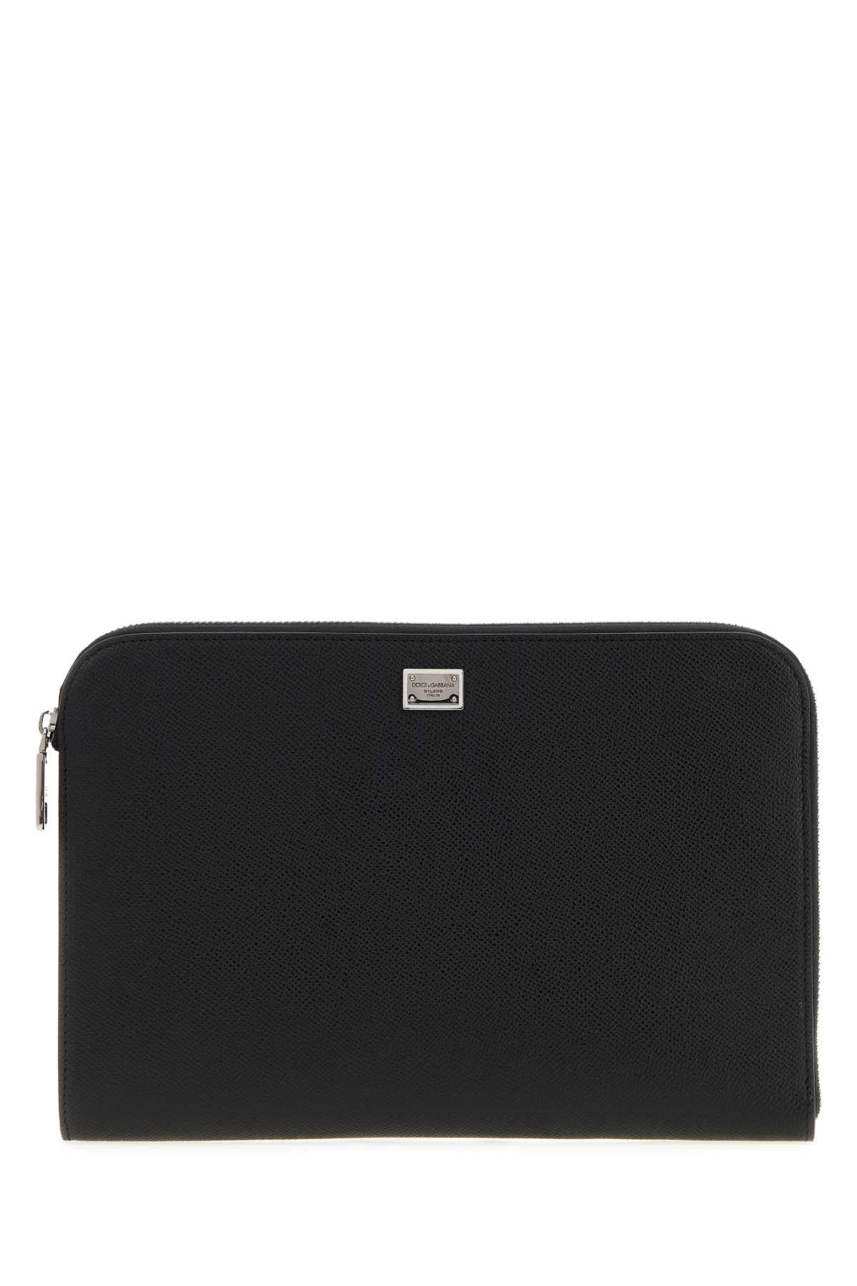 Dolce & Gabbana Men Black Leather Sicily Clutch DOLCE & GABBANA