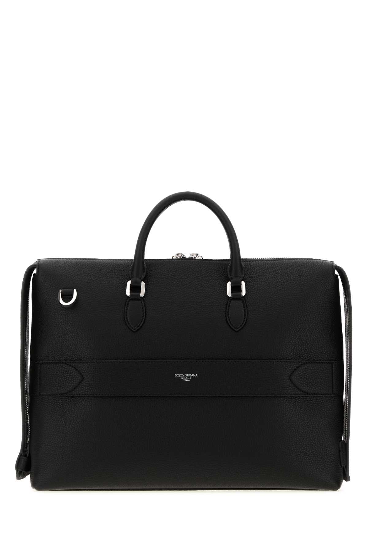Dolce & Gabbana Men Black Leather Vittoria Briefcase DOLCE & GABBANA