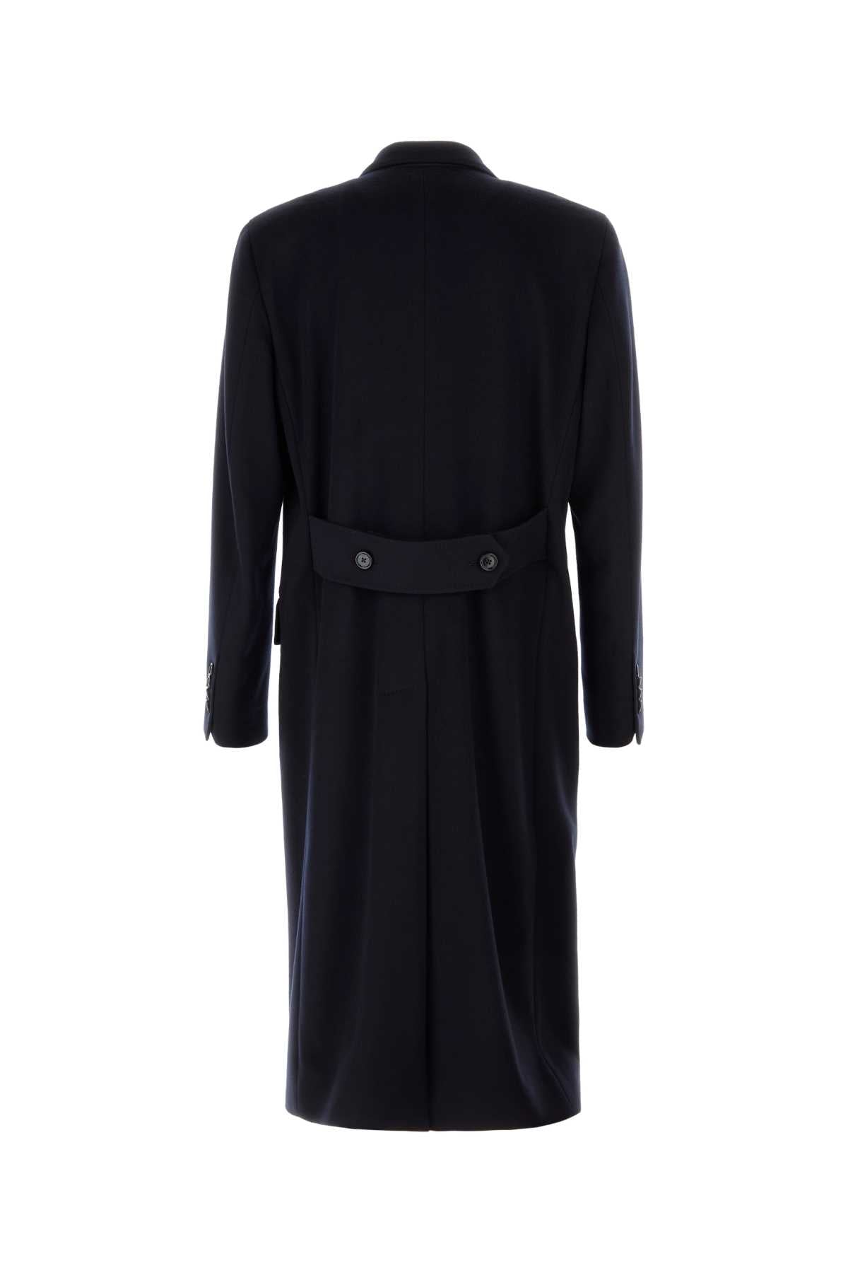 Dolce & Gabbana Men Midnight Blue Wool Coat DOLCE & GABBANA