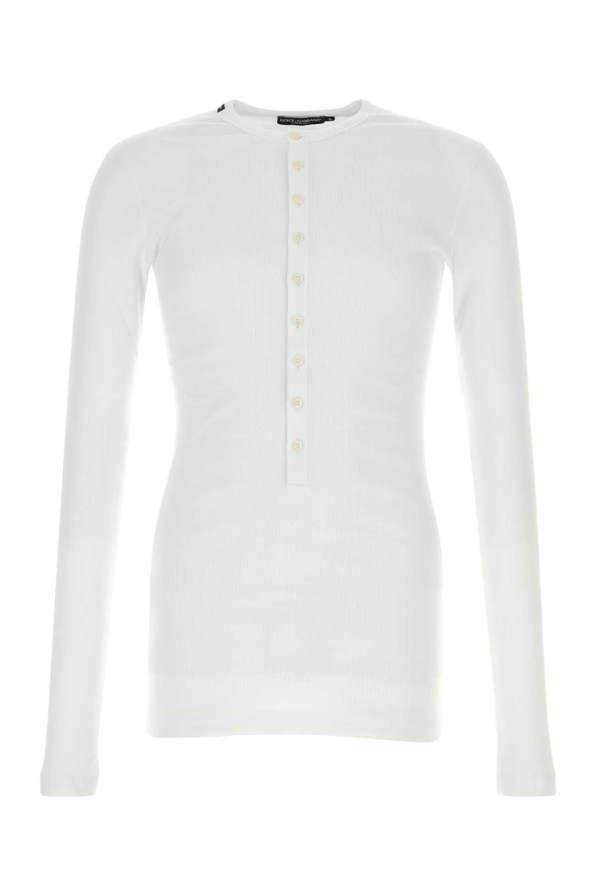 Dolce & Gabbana Men White Stretch Cotton T-Shirt DOLCE & GABBANA