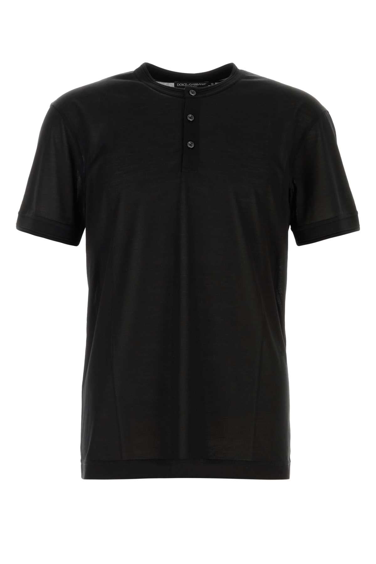Dolce & Gabbana Men Black Silk T-Shirt DOLCE & GABBANA