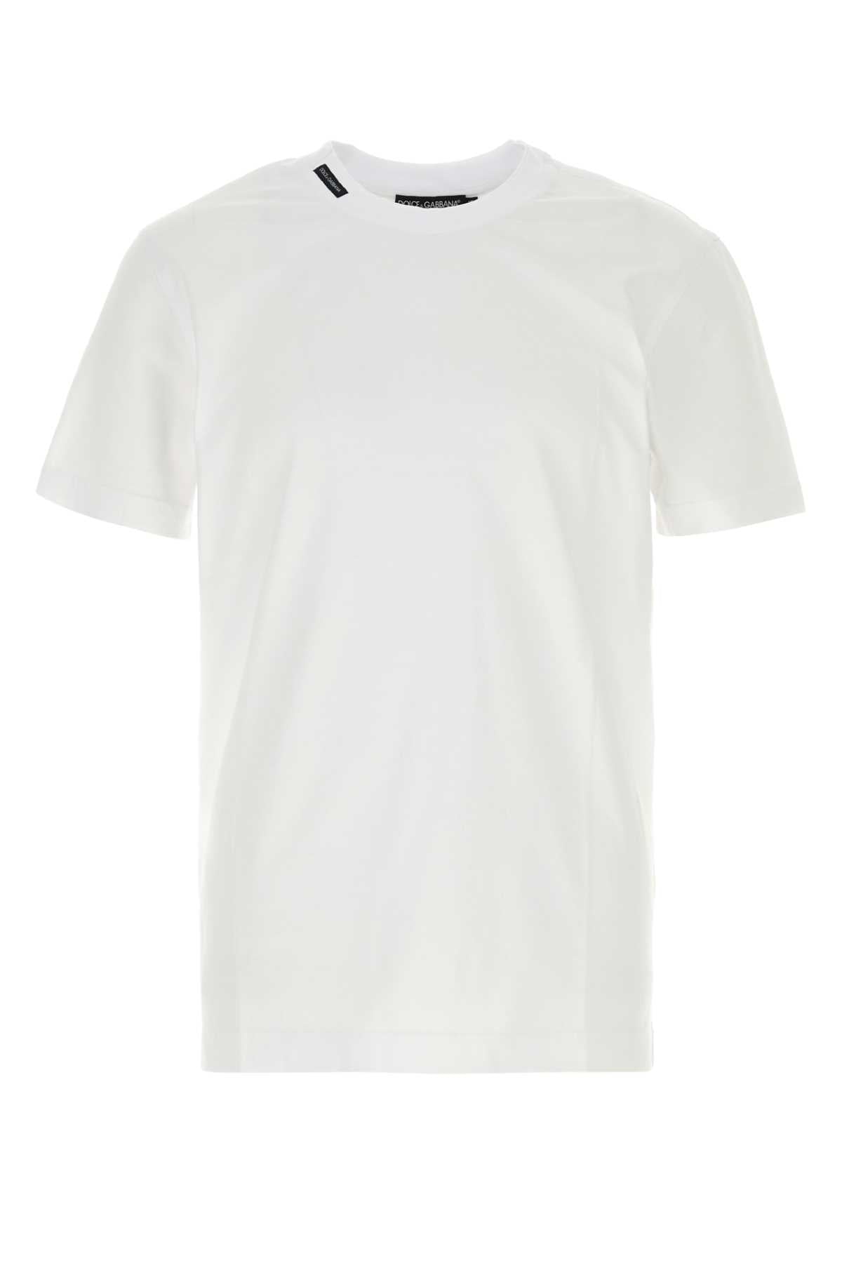 Dolce & Gabbana Men White Cotton T-Shirt DOLCE & GABBANA
