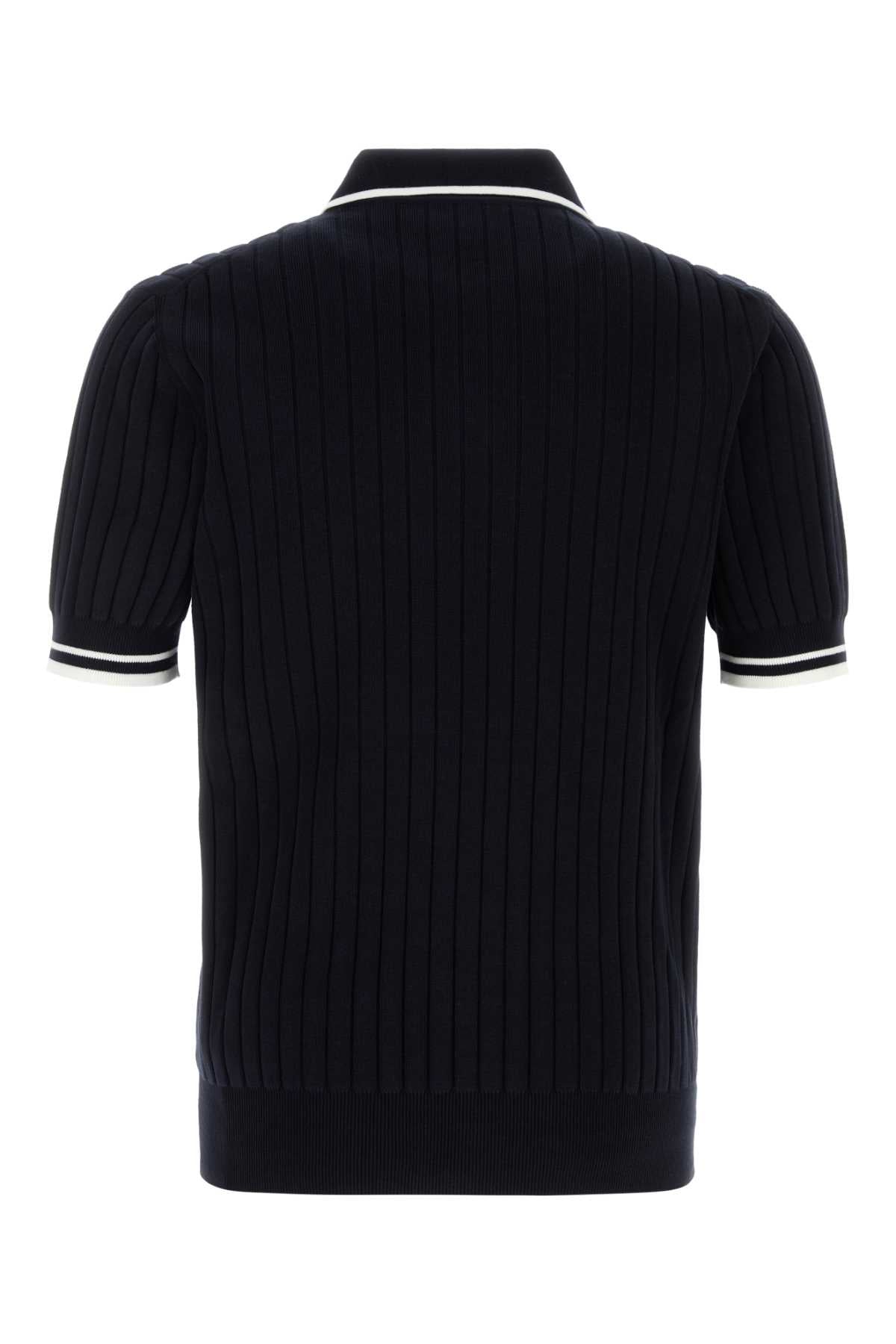 Dolce & Gabbana Men Midnight Blue Knit Polo Shirt DOLCE & GABBANA