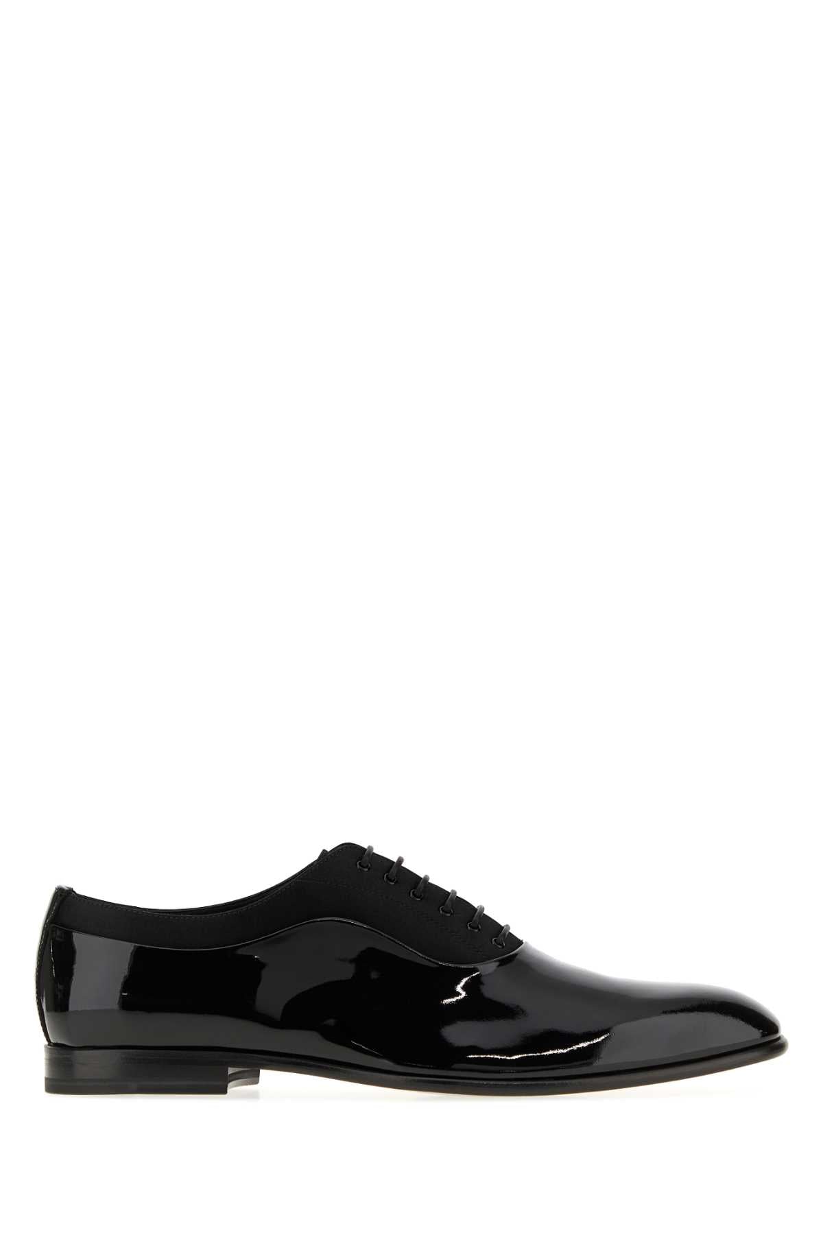 Dolce & Gabbana Men Black Leather And Satin Lace-Up Shoes DOLCE & GABBANA