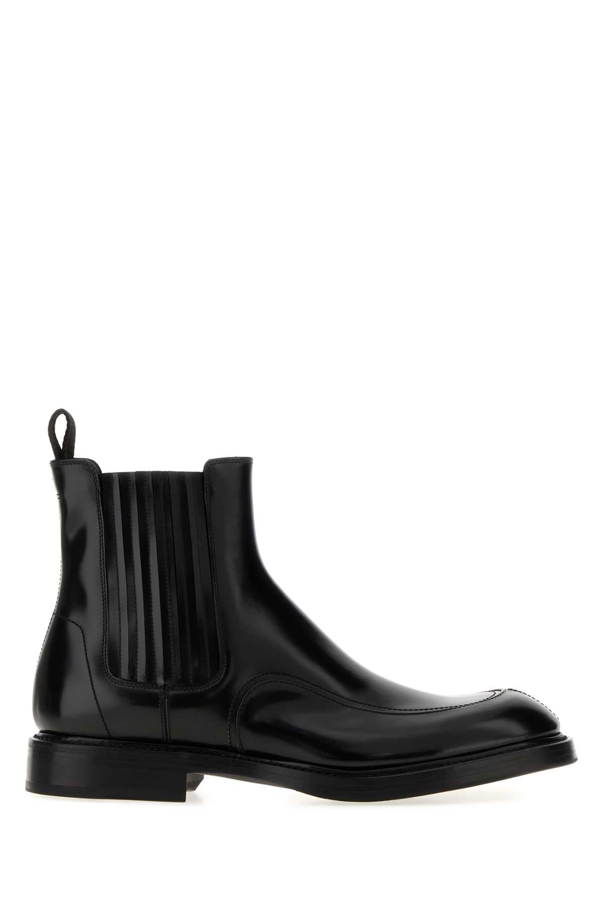Dolce & Gabbana Men Black Leather Ankle Boots DOLCE & GABBANA