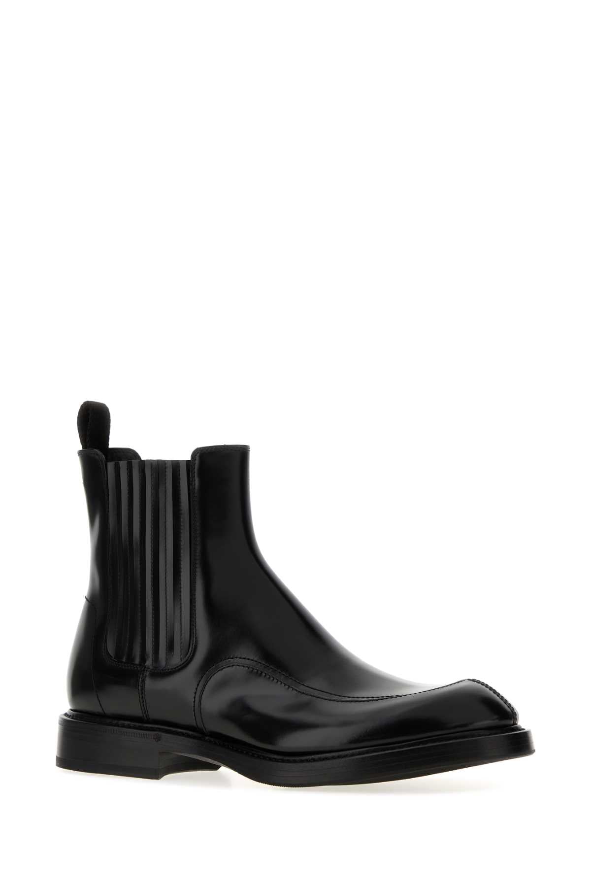 Dolce & Gabbana Men Black Leather Ankle Boots DOLCE & GABBANA