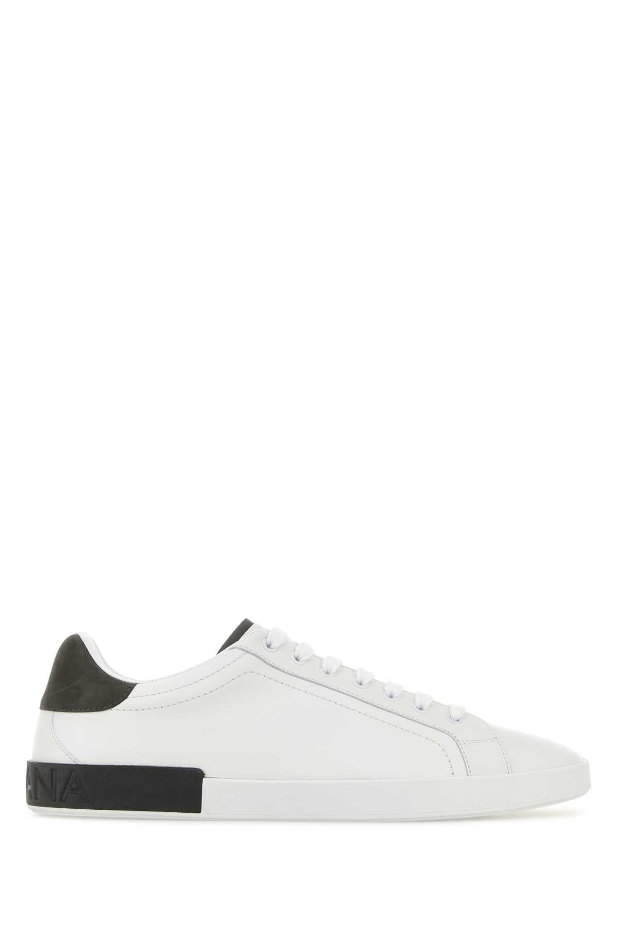 Dolce & Gabbana Men White Leather Portofino Sneakers DOLCE & GABBANA